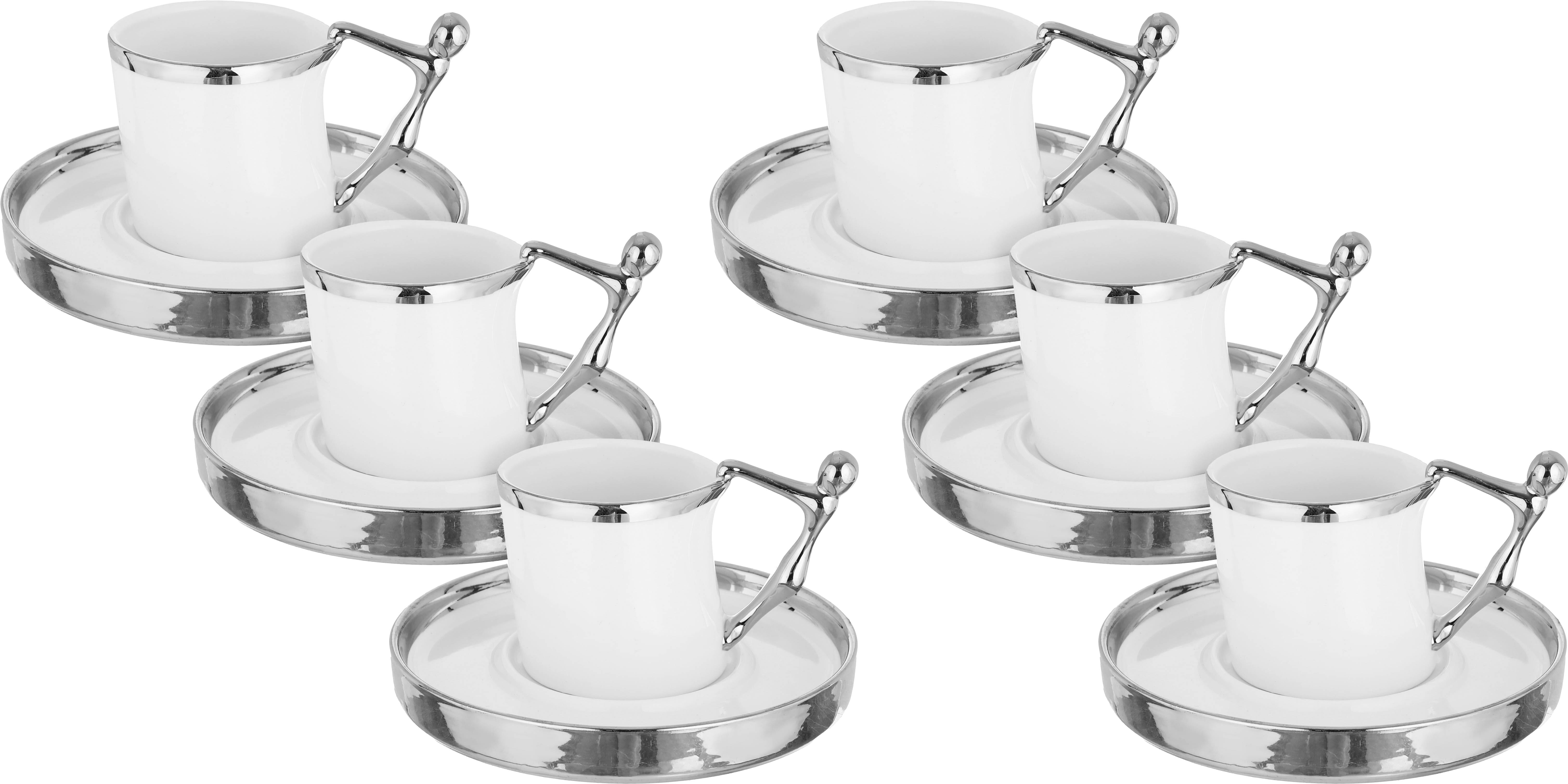 طقم فناجين قهوة بورسلان السيف غاليري، 12 قطعة، صحن - أبيض product image
