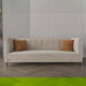Modern Swedish wood sofa, 215x80x40 cm, velvet fabric - beige product image 1