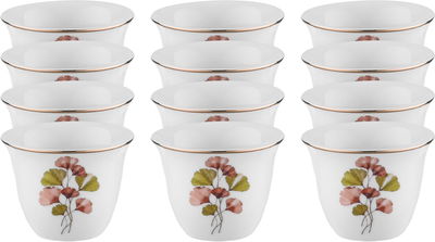 طقم فناجين قهوة عربي بورسلان السيف غاليري، مشجر وردة، 12 قطعة - أبيض product image 1