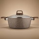 قدر طهي جرانيت روكي، 20 سم، عميق، مسكتي يد خشبي، غطاء زجاج - بني product image 1