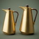 Al Saif Gallery Tarif Thermos Set, 1/0.7 Liter, Glass Interior, 2 Pieces, Dark Wooden Handle, Push-Button Lid - Gold product image 1