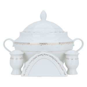 طقم سفرة بورسلان السيف غاليري، 65 قطعة - أبيض ذهبي product image 3