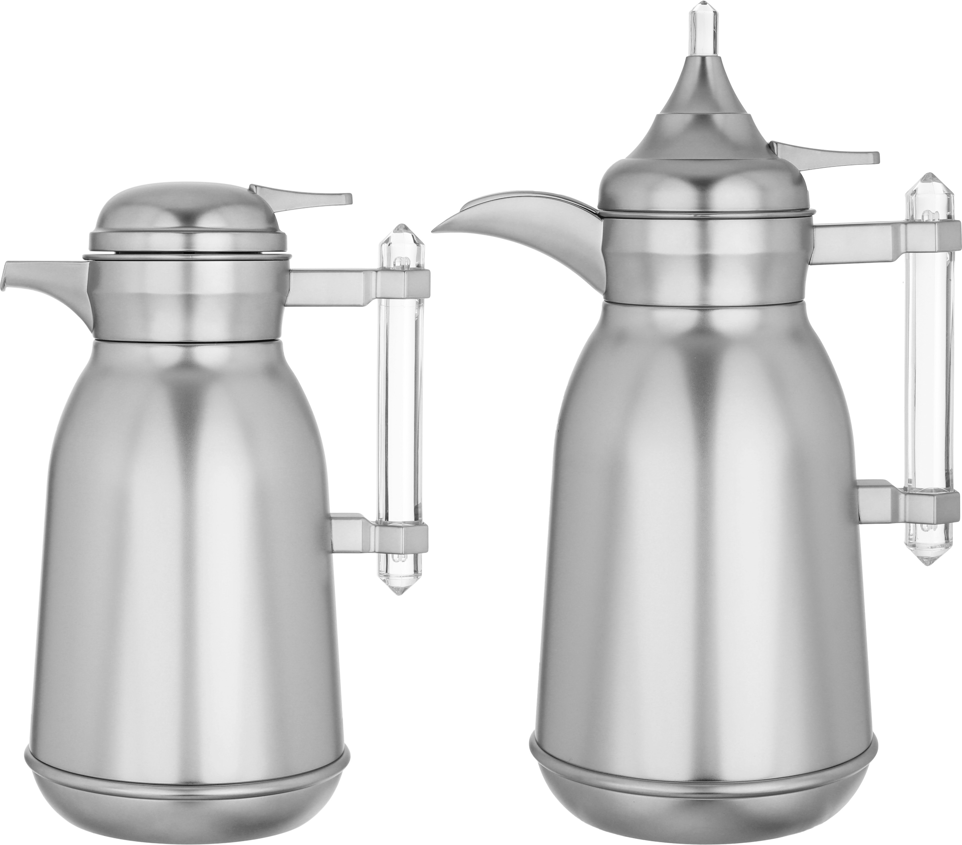 Al Saif Gallery Shahad thermos set, 1 liter, thermal glass inner shell, plastic outer shell, 2 pieces - silver product image 1