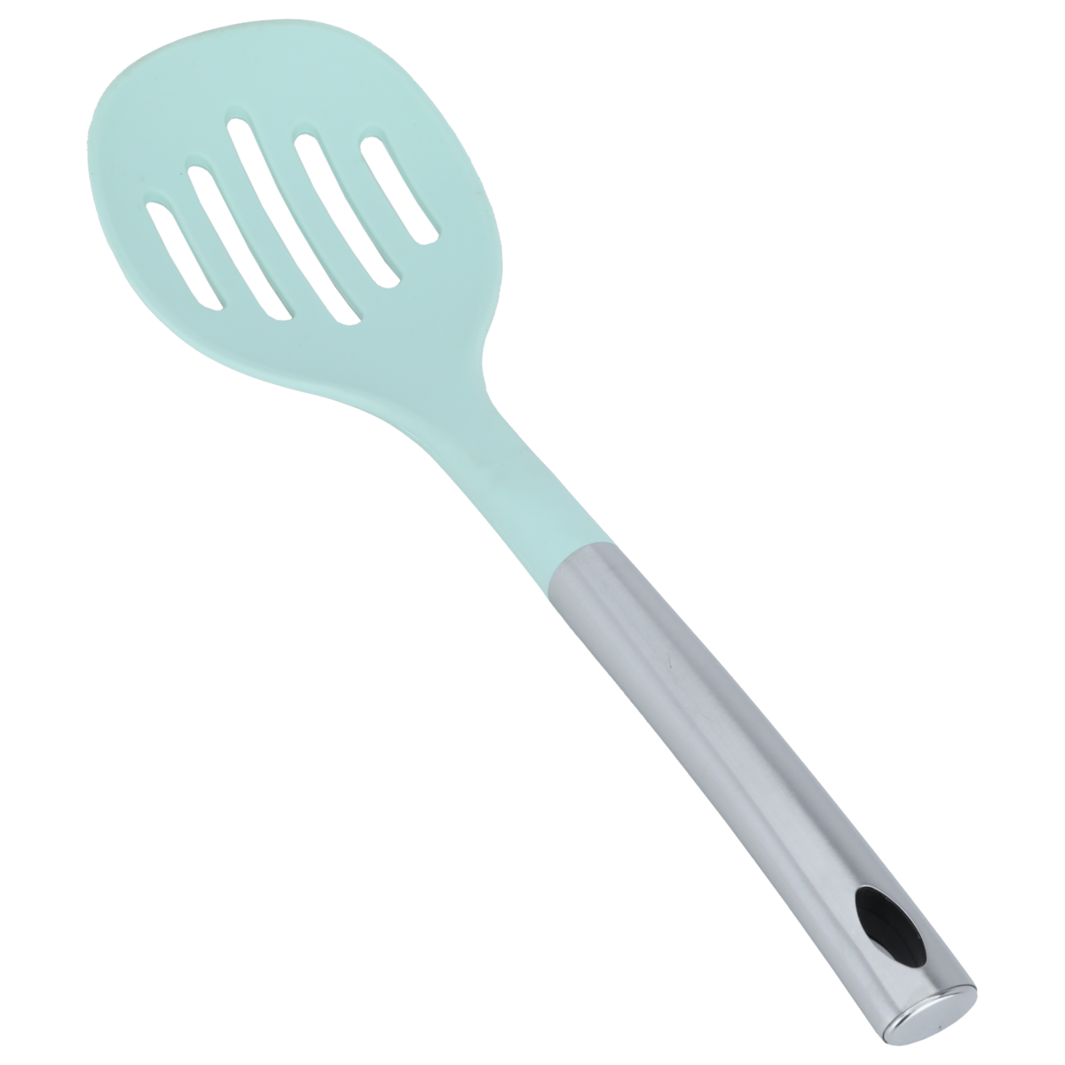Alsaif Gallery perforated silicone spatula, silver-green steel handle product image