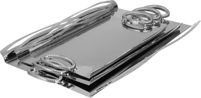 طقم طوفريات تقديم ستانلس ستيل، 3 قطع، منقوش، مقبض معدني - فضي product image 1