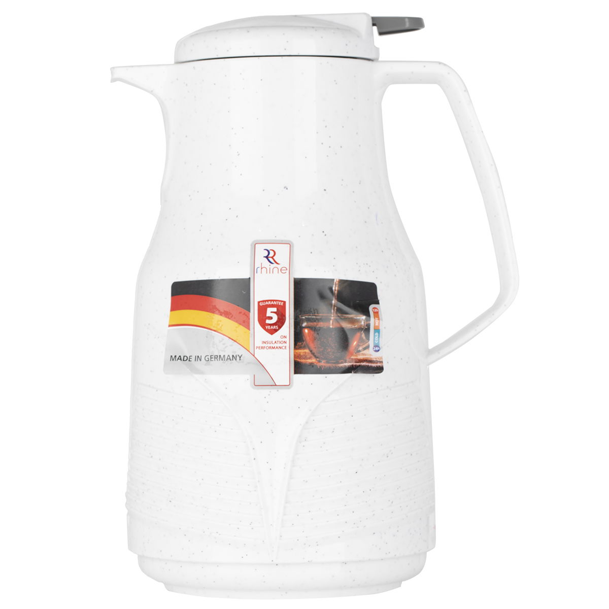 Rhinestone thermos, 1 liter, thermal glass inner container, plastic outer shell - white product image
