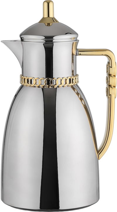 Al Saif Gallery Bayan Thermos Set, 0.7/1 Liter, 2 Pieces, Tempered Glass Inner Container, Gold-Silver Shiny Handle product image 6