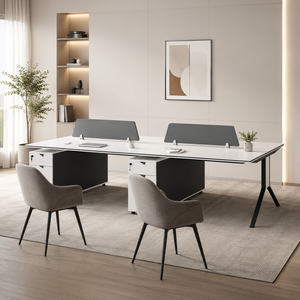 مكتب مزدوج خشب MDF، 75×240×120 سم - ابيض product image
