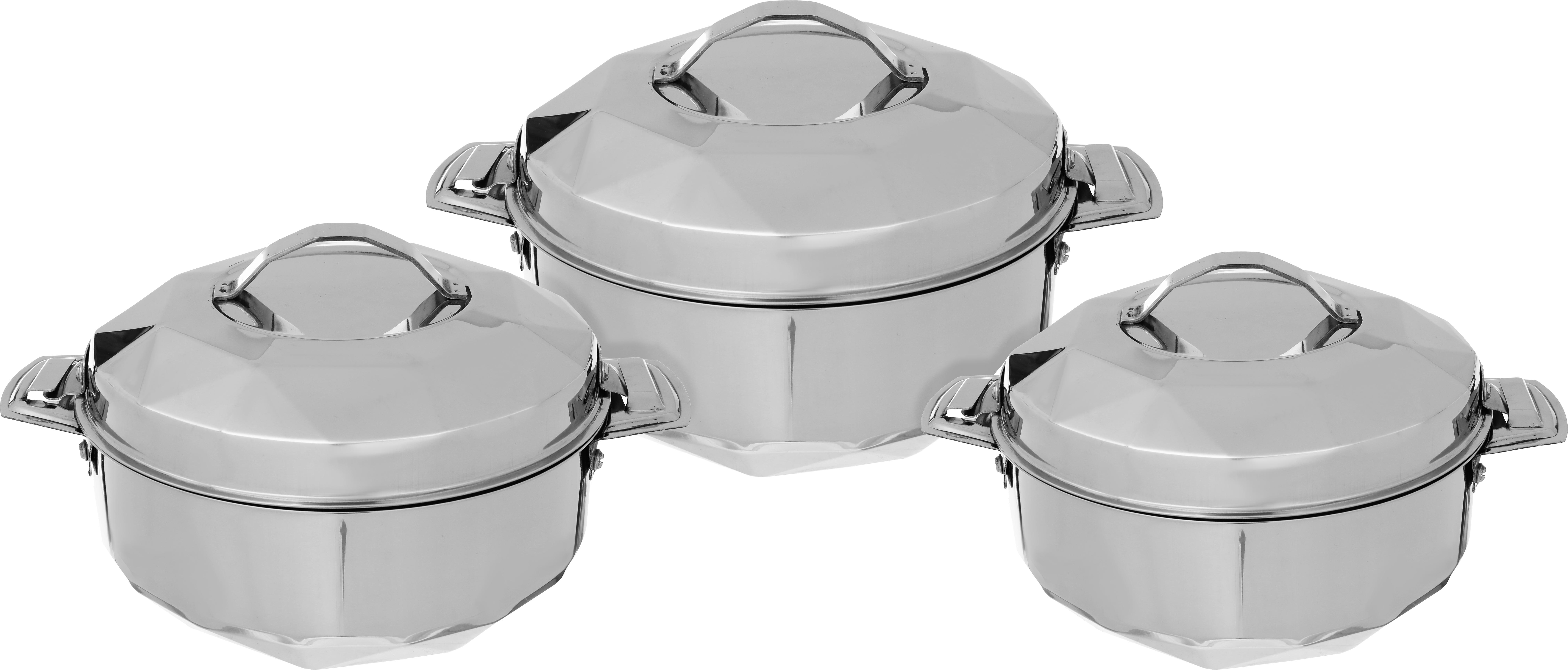 Al Saif Gallery steel food container set, size 1000, 1500, 2500 ml, 3 pieces - silver product image