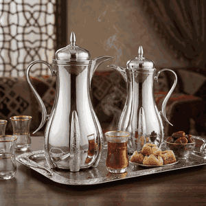 SanaAl Saif Gallery Thermos Set, 1/1 Liter, 2 Pieces, Inner Glass Container, Stainless Steel Outer Body, Pressure Cooker - Silver product image 2