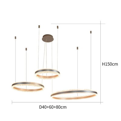 Norco Modern Aluminum Acrylic Chandelier, 3 Rings, 3000K, 76W - Brown product image 3