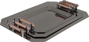 طقم طوفريات ستانلس استيل السيف غاليري، 3 قطع، مستطيل، يد خشبي- أسود لامع product image