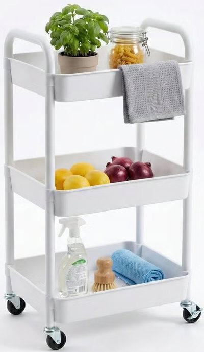 Vesio metal storage unit, 3 drawers, 4 wheels - white product image 3