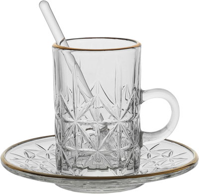 طقم تقديم فناجين قهوة وبيالات شاي زجاج السيف غاليري، 26 قطعة - شفاف product image 3