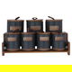 طقم علب بهارات زجاج السيف غاليري، بغطاء، بستاند خشبي، 7 حبات - رمادي غامق product image 1