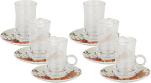 Al Saif Gallery Glass Tea Set, 12 Pieces, Porcelain Saucer - Clear Colored product image