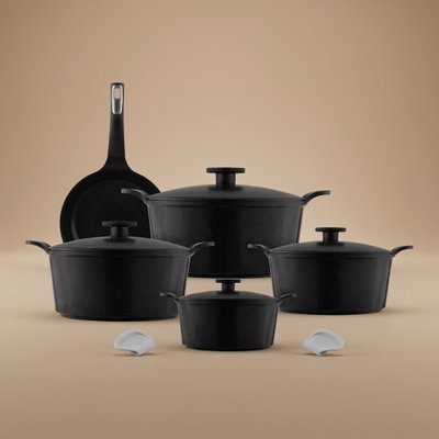 Neo Flame Extrema Granite Cookware Set, 9 Pieces - Black product image 1