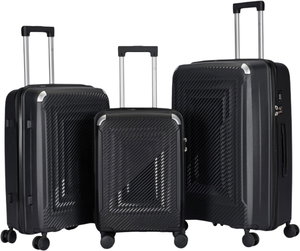 طقم شنط سفر بولي بروبيلين ليمرا، 3 مقاسات، 4 عجلات، بزاوية 360 درجة، LMA-PP510 - أسود product image