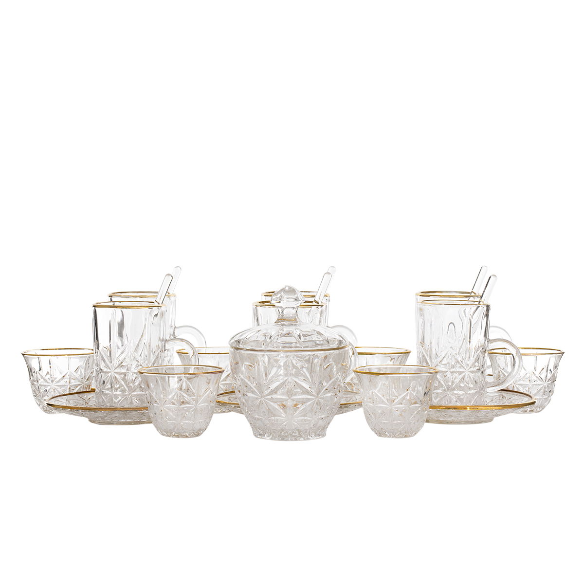 Al Saif Gallery Glass Tea and Coffee Bialat Set, 26 Pieces - Clear product image