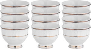 Al Saif Gallery porcelain coffee cup set, white, embossed with golden script, 12 pieces - white product image