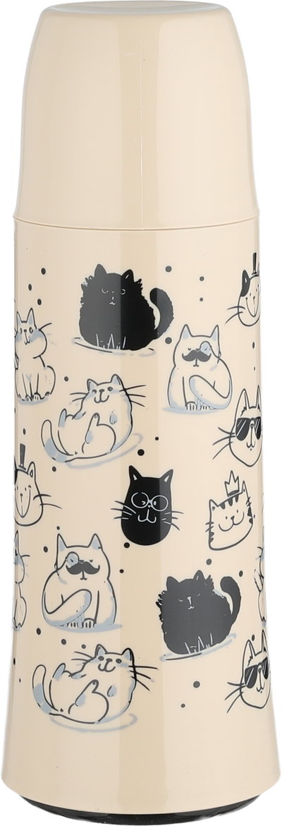 ترمس هيليوز، 0.75 لتر, خامة داخلية زجاج، نقش قطة - بيج اسود product image 2