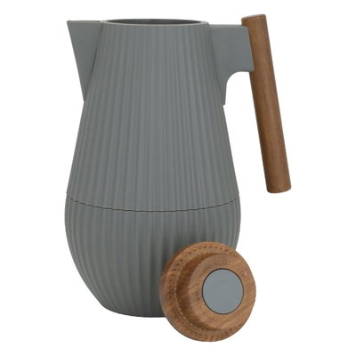 Al Saif Gallery Layar thermos, 1 liter, wooden handle, squeezer, thermal glass inner container, plastic outer shell - dark gray product image 4