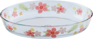 صينية فرن زجاج السيف غاليري، 3 لتر، نقش زهور، 35x24x6.5 سم - شفاف product image 2