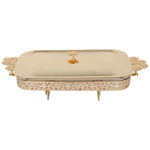 سخان طعام زجاج بغطاء وقاعدة استيل السيف غاليري، مستطيل - ذهبي product image 1