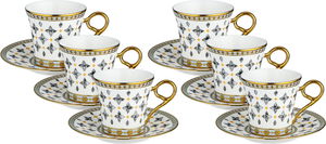 طقم فناجين قهوة تركي مع صحون بورسلان السيف غاليري، 12 قطعة، 90 مل - متعدد الالوان product image