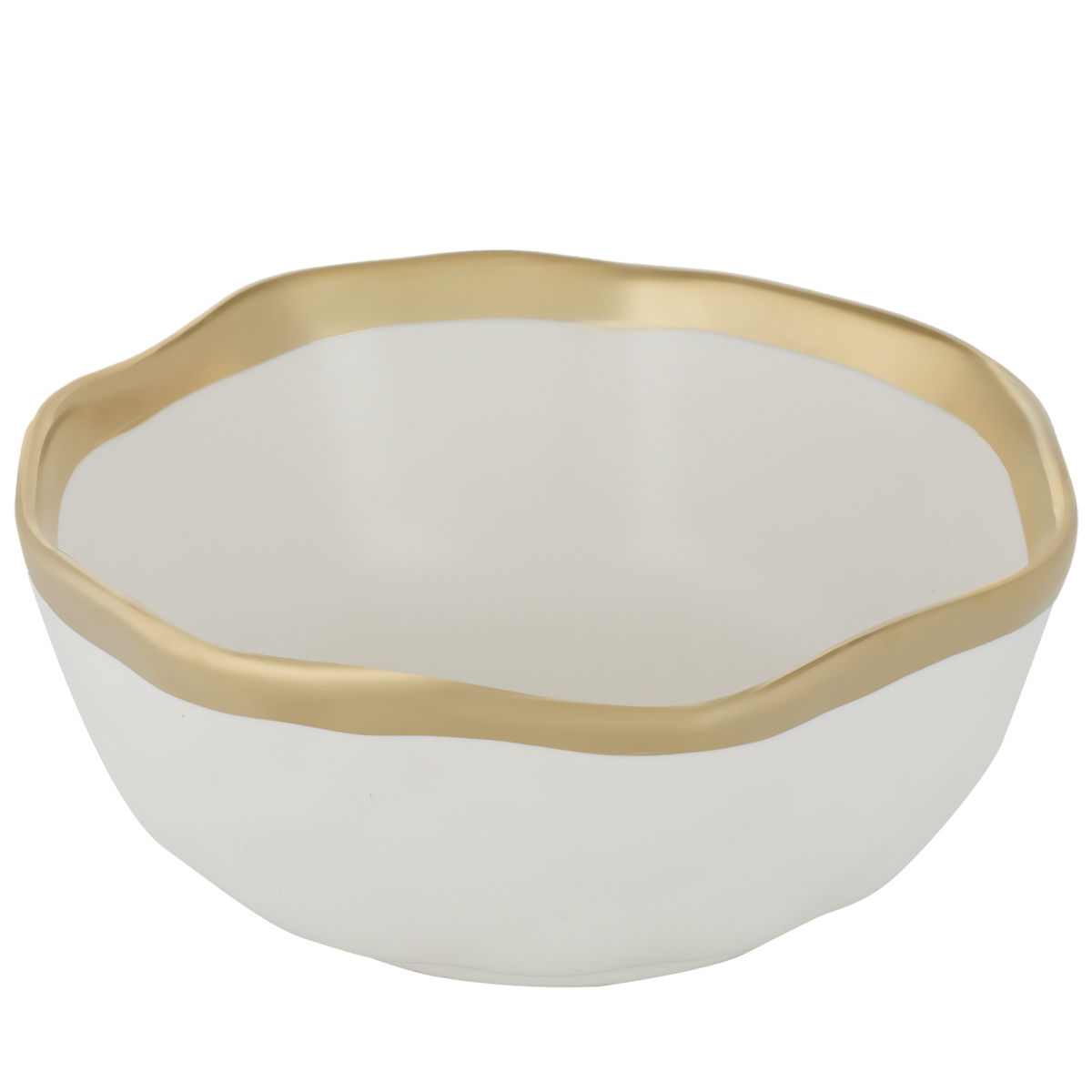 Al Saif Gallery porcelain bowl, golden rim, deep round - white product image 3