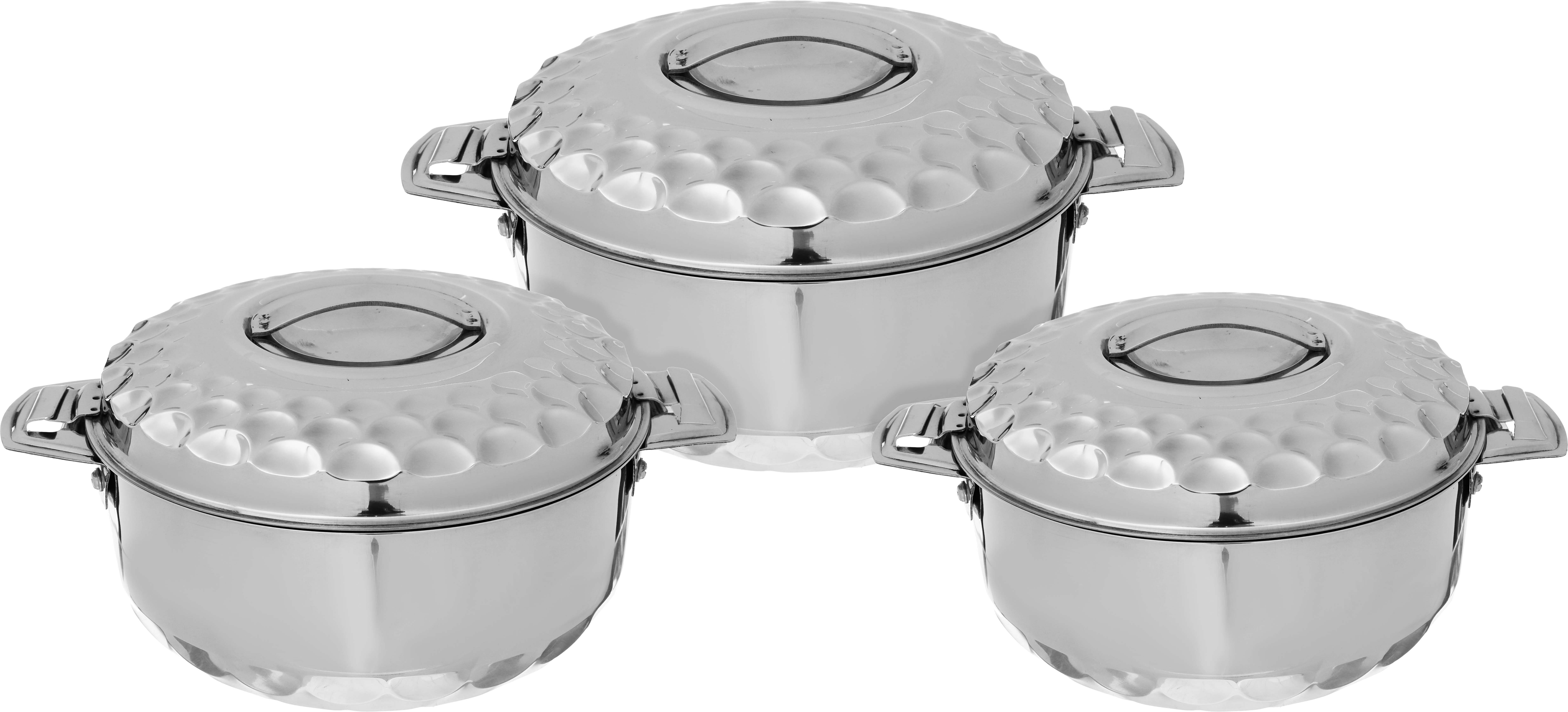 Al Saif Gallery steel food container set, size 1000, 1500, 2500 ml, 3 pieces - silver product image