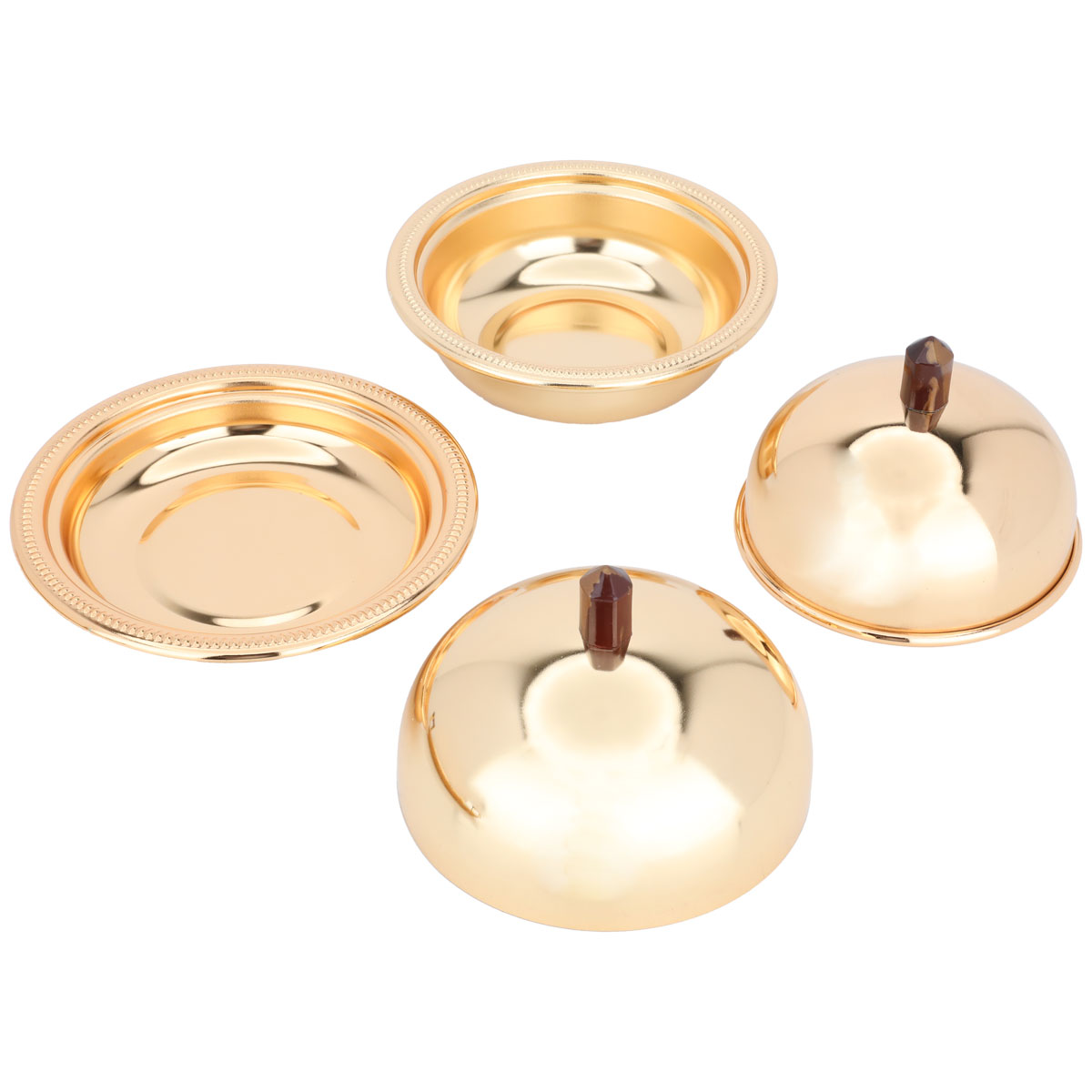 Alif Gallery Serving Trays Set With Dates, Steel, 3 Pieces - Gold product image 3