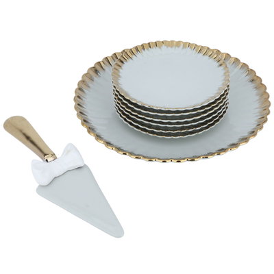 Al Saif Gallery Ceramic Cake Serving Set, 8 Pieces - Gray product image 2