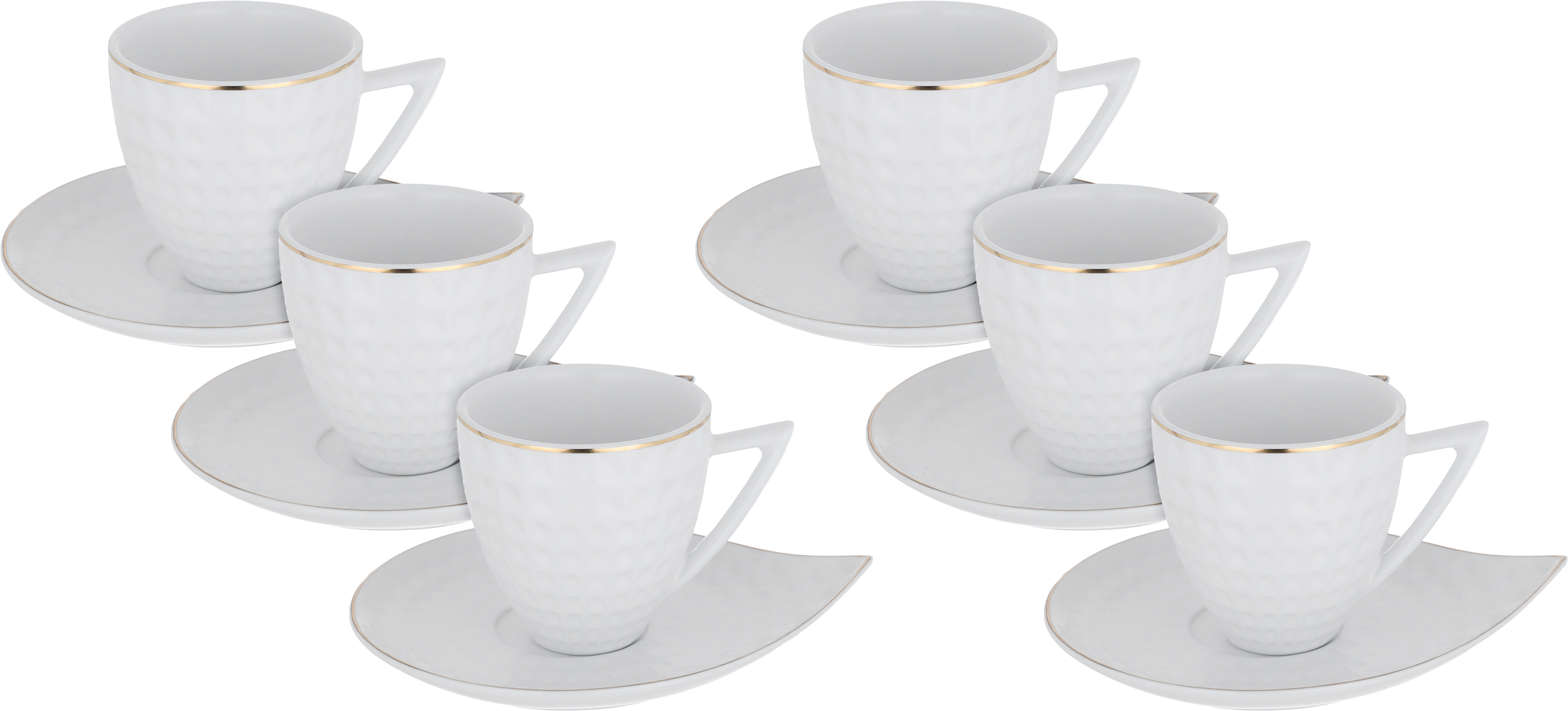Al Saif Gallery porcelain coffee cup set, 12 pieces, gold-white line product image