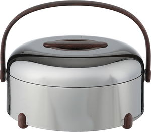 Al Saif Gallery Stainless Steel Food Container Set, 3 Pieces, Wooden Handle - Silver Black product image 2