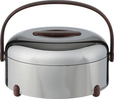 Al Saif Gallery Stainless Steel Food Container Set, 3 Pieces, Wooden Handle - Silver Black product image 2