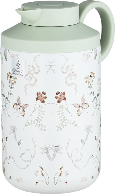 Timeless Hala  Thermos, Stainless Steel Inner Container, 1.2 Liter, Push Button - Light Green White product image 3