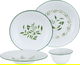 طقم سفرة بورسلان بنقش أخضر السيف غاليري، 24 قطعة - أبيض product image 1