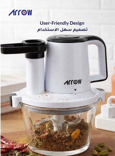 مفرمة تقطيع طعام 3×1 ارو، صانعة برجر ومبشرة، 300 واط، 2 لتر،وعاء زجاج، شفرات ستانلس ستيل، RO-FPW02L3 - ابيض اسود product image 4