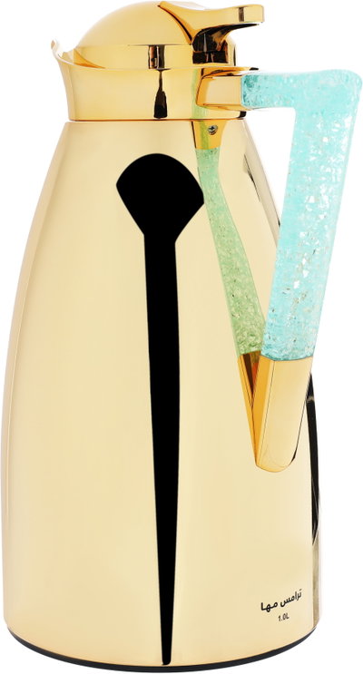 Al Saif Gallery thermos set, 1 liter, crystal handle, thermal glass inner case, steel outer case - gold product image 8