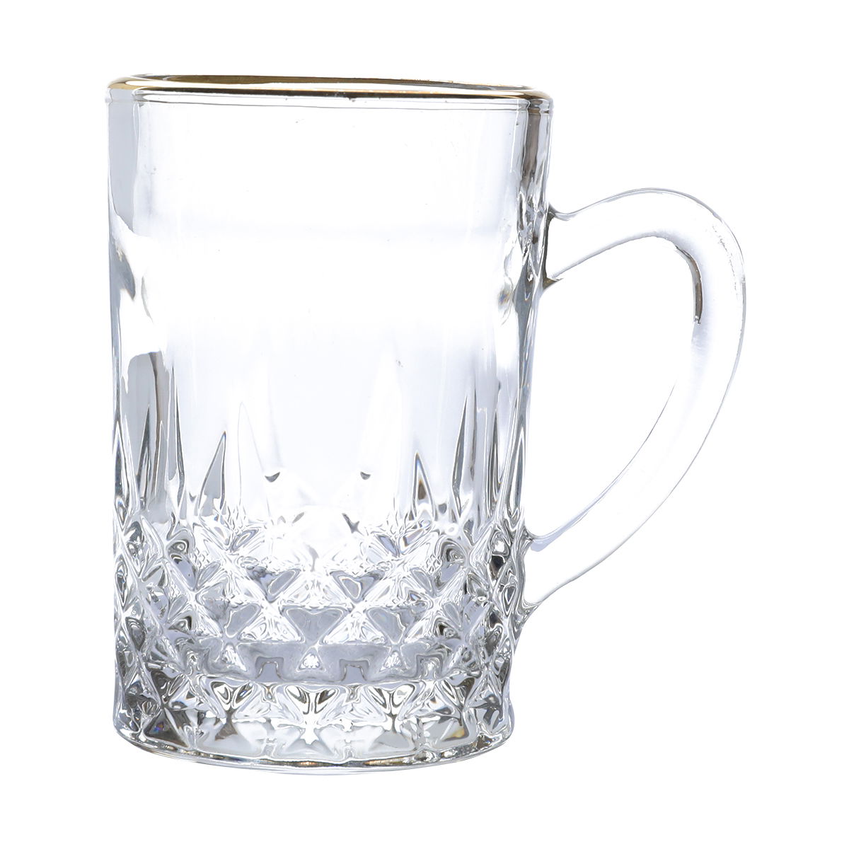 طقم بيالات شاي زجاج ماكس السيف غاليري، بخط ذهبي، 6 قطعة - شفاف product image 1