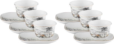 طقم تقديم فناجين قهوة بورسلان السيف غاليري، 12 قطعة - ابيض ذهبي product image 1