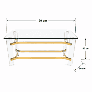 طقم طاولات زجاج و ستيل و اكرليك، 5 قطع - شفاف ذهبي product image 2