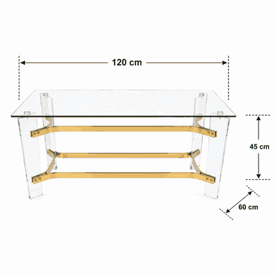 طقم طاولات زجاج و ستيل و اكرليك، 5 قطع - شفاف ذهبي product image 2