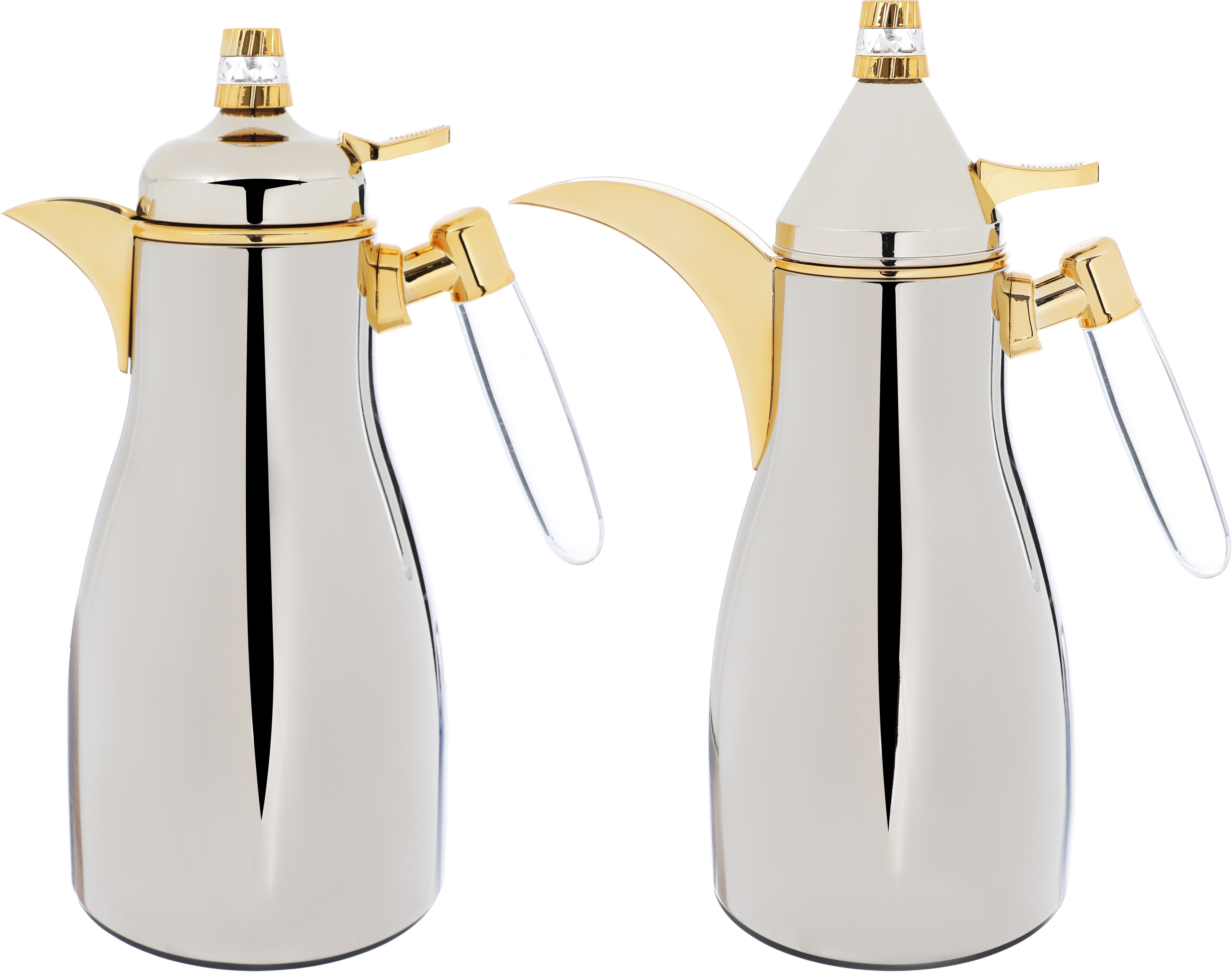Al Saif Gallery Maimouna thermos set, two pieces, 1/1 liter, thermal glass inner container, steel outer shell - silver product image 1