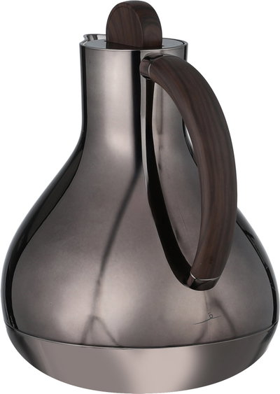 Al Saif Gallery Layal Thermos Set, 0.6/0.9 Liter, 2 Pieces, Glass Interior, Plastic Exterior, Wooden Handle, Push Button - Black Wood product image 4