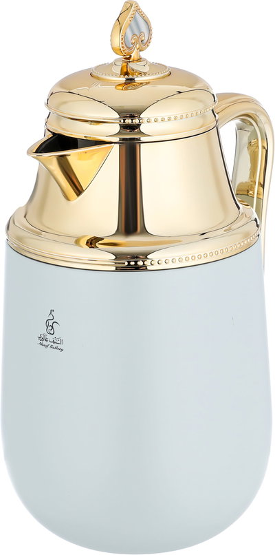 Al Saif Gallery Fatima thermos set, 1/0.7 liter, 2 pieces, thermal glass inner container, steel outer shell - light gray product image 8