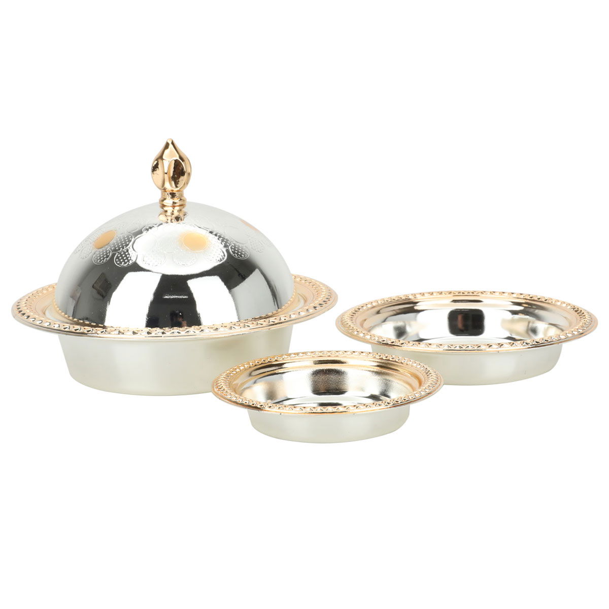 Tofaria set with dates and Noa Steel Al Saif Gallery plate, engraved, metal - silver product image 2