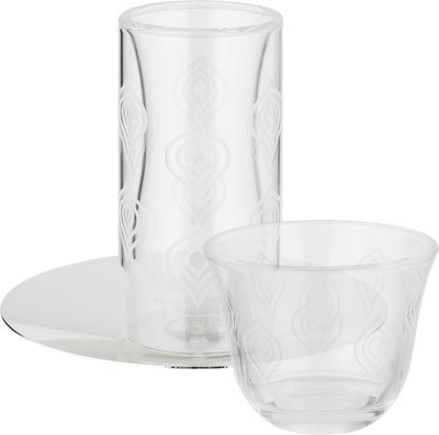 Al Saif Gallery Glass/Stainless Steel Tea and Coffee Serving Set, 18 Pieces - Clear Silver product image 1
