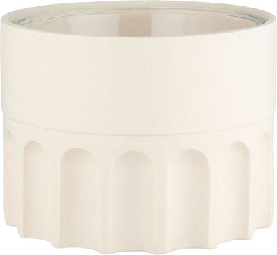 سخان طعام فخار السيف غاليري، 25x25x30 سم، غطاء أستيل، دائري عميق، قاعدة فخار - بيج ذهبي product image 2